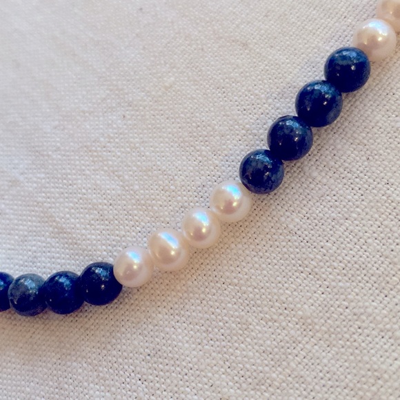 NWOT. Local Artisan’s genuine Lapis and cultured Pearl necklace. - Picture 3 of 5